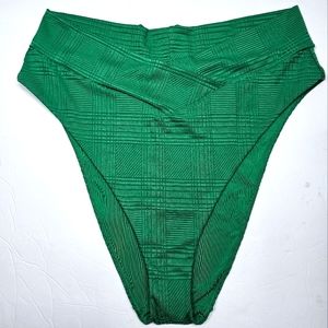 Aerie XXL Green Patterned V Shape High Waisted Moderate Coverage Bottoms NWOT